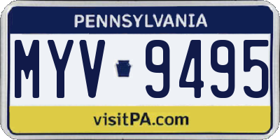 PA license plate MYV9495