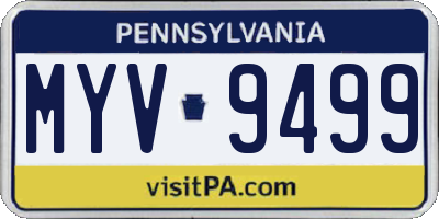 PA license plate MYV9499