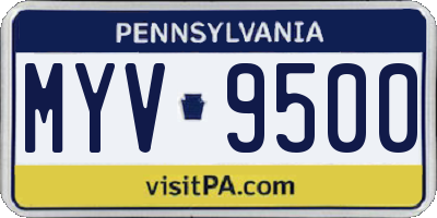 PA license plate MYV9500
