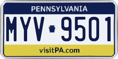 PA license plate MYV9501