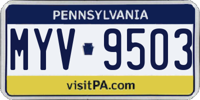 PA license plate MYV9503