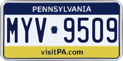 PA license plate MYV9509
