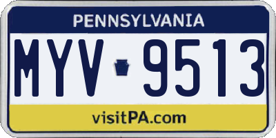 PA license plate MYV9513