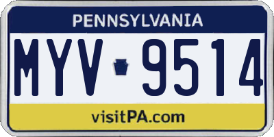 PA license plate MYV9514
