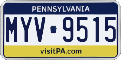 PA license plate MYV9515