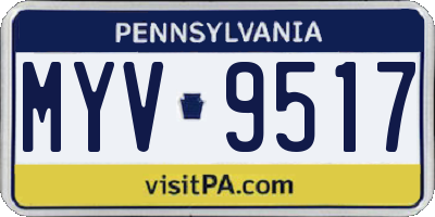 PA license plate MYV9517
