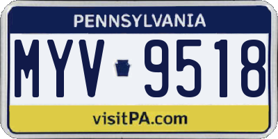 PA license plate MYV9518