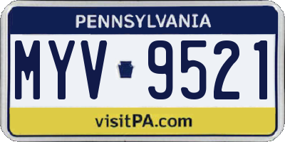 PA license plate MYV9521