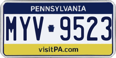 PA license plate MYV9523