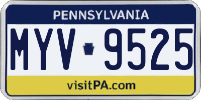 PA license plate MYV9525