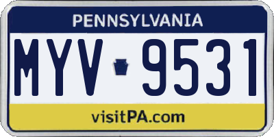 PA license plate MYV9531