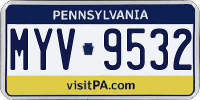 PA license plate MYV9532