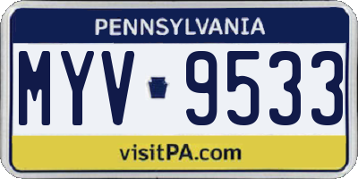 PA license plate MYV9533