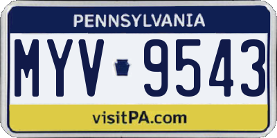 PA license plate MYV9543