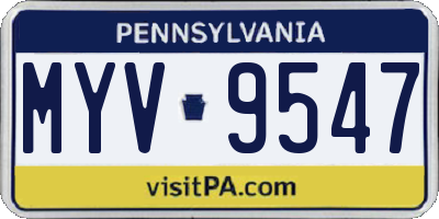 PA license plate MYV9547