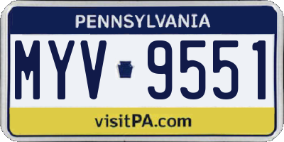 PA license plate MYV9551