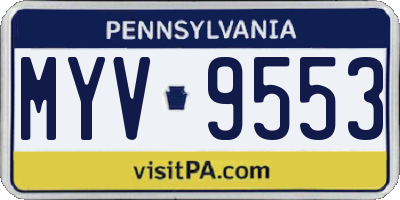 PA license plate MYV9553