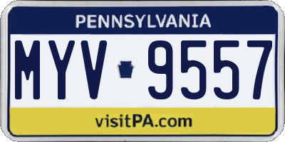 PA license plate MYV9557