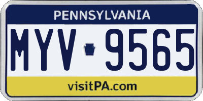 PA license plate MYV9565