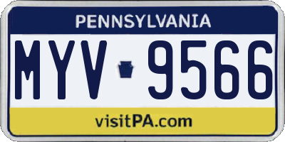 PA license plate MYV9566