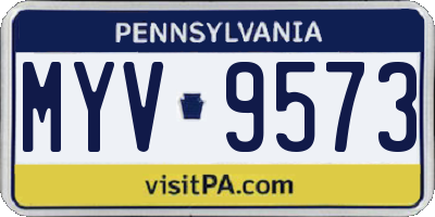 PA license plate MYV9573