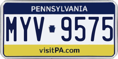 PA license plate MYV9575