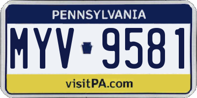 PA license plate MYV9581