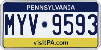 PA license plate MYV9593