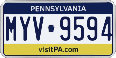 PA license plate MYV9594