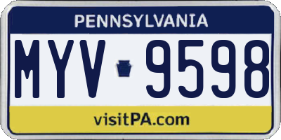 PA license plate MYV9598