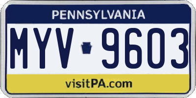 PA license plate MYV9603
