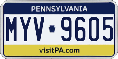 PA license plate MYV9605