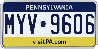 PA license plate MYV9606