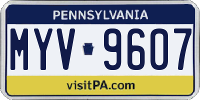 PA license plate MYV9607