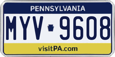 PA license plate MYV9608