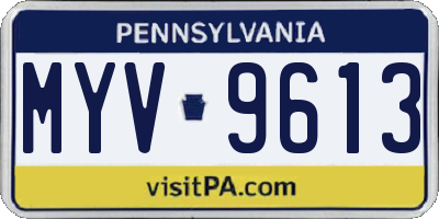 PA license plate MYV9613