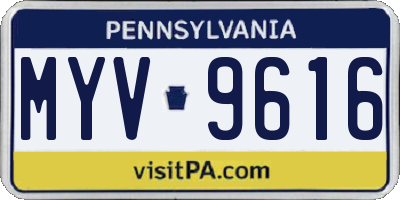 PA license plate MYV9616