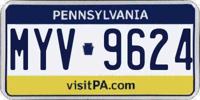 PA license plate MYV9624