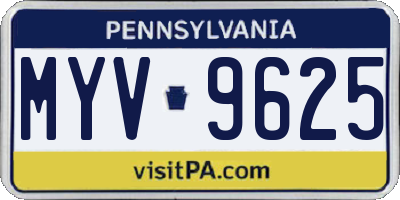PA license plate MYV9625