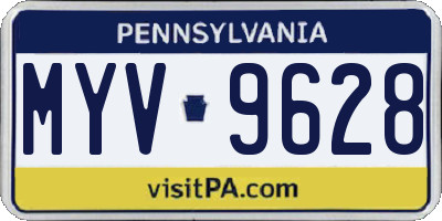 PA license plate MYV9628