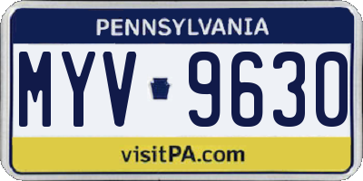 PA license plate MYV9630
