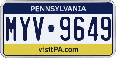 PA license plate MYV9649