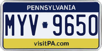 PA license plate MYV9650