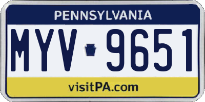 PA license plate MYV9651