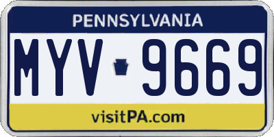 PA license plate MYV9669