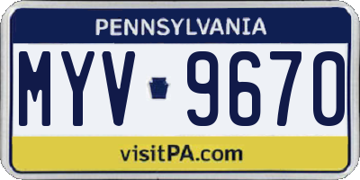 PA license plate MYV9670