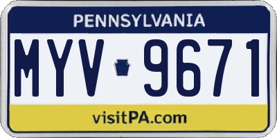 PA license plate MYV9671