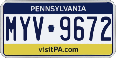 PA license plate MYV9672