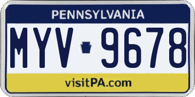 PA license plate MYV9678