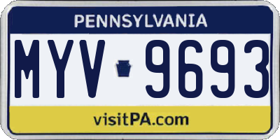 PA license plate MYV9693